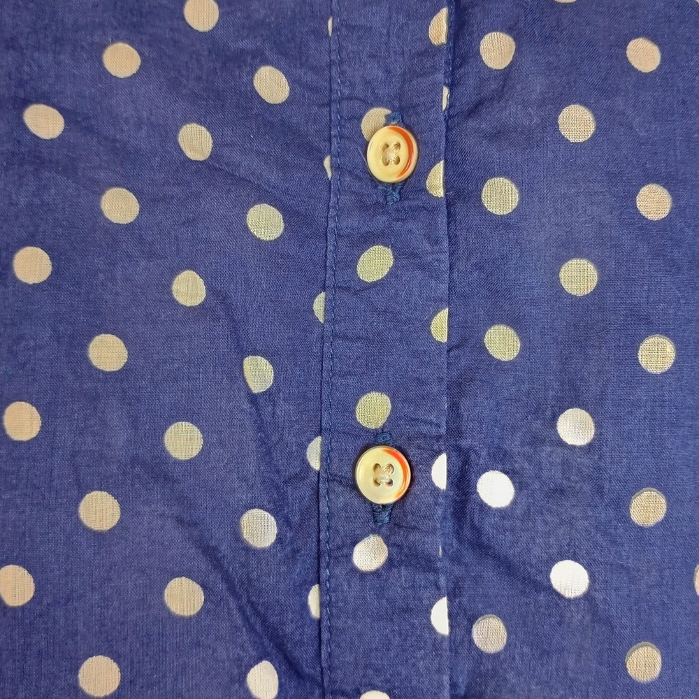 Birds of Paradis By Trovata Popover Shirts Med Navy Polka Dot Lace Peekaboo Back - Picture 2 of 10